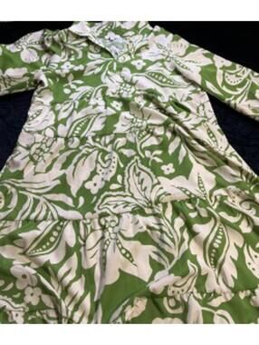 Umgee Green and White Floral Print Dress